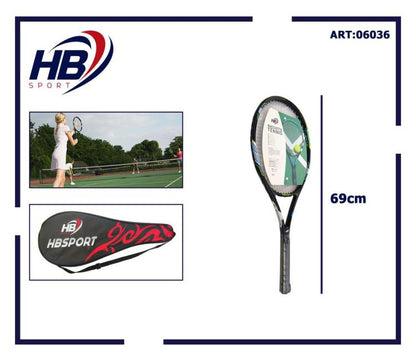 Hb Tennisschläger für Erwachsene mit schwarzer, blauer und neon-grüner Grafik, Hülle inklusive