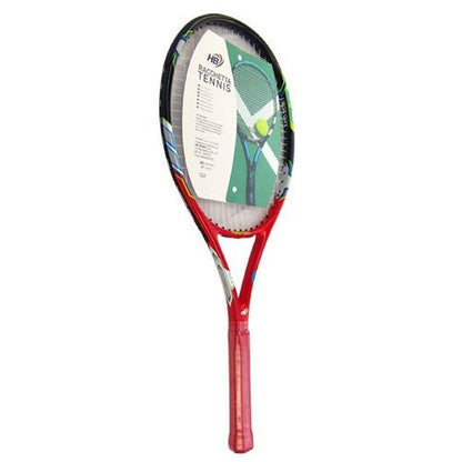 Hb Tennisschläger für Erwachsene mit roter, schwarzer und neonblauer Grafik, inklusive Hülle