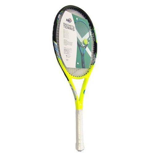 Hb Tennisschläger für Erwachsene mit roter, schwarzer und neonblauer Grafik, inklusive Hülle
