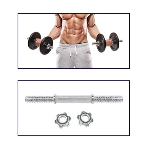 Manubrio Bodybuilding Acciaio 30Cm Filettato Sollevamento Pesi Dischi Palestra