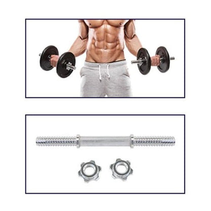 Manubrio Bodybuilding Acciaio 30Cm Filettato Sollevamento Pesi Dischi Palestra