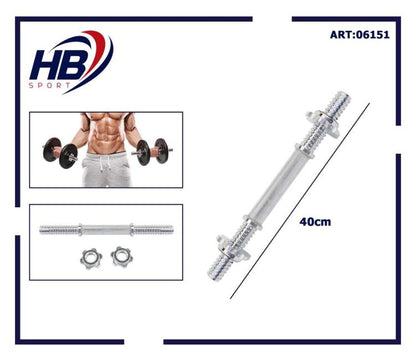 Manubrio Bodybuilding Acciaio 40Cm Filettato Sollevamento Pesi Dischi Palestra