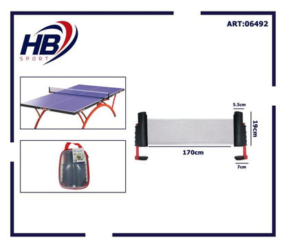 Tischtennisnetz, universell, Tischmontage, mit verstellbaren Klemmen, tragbar, einziehbar