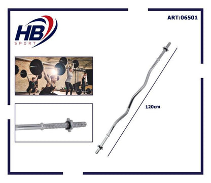 HB Bilanciere Curl 120Cm Ø25MM Acciaio Manubrio Barra Curva Bodybuilding 1,20M
