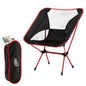 Folding Camping Chair + Portable Bag Beach Fishing Hunting Outdoor Red