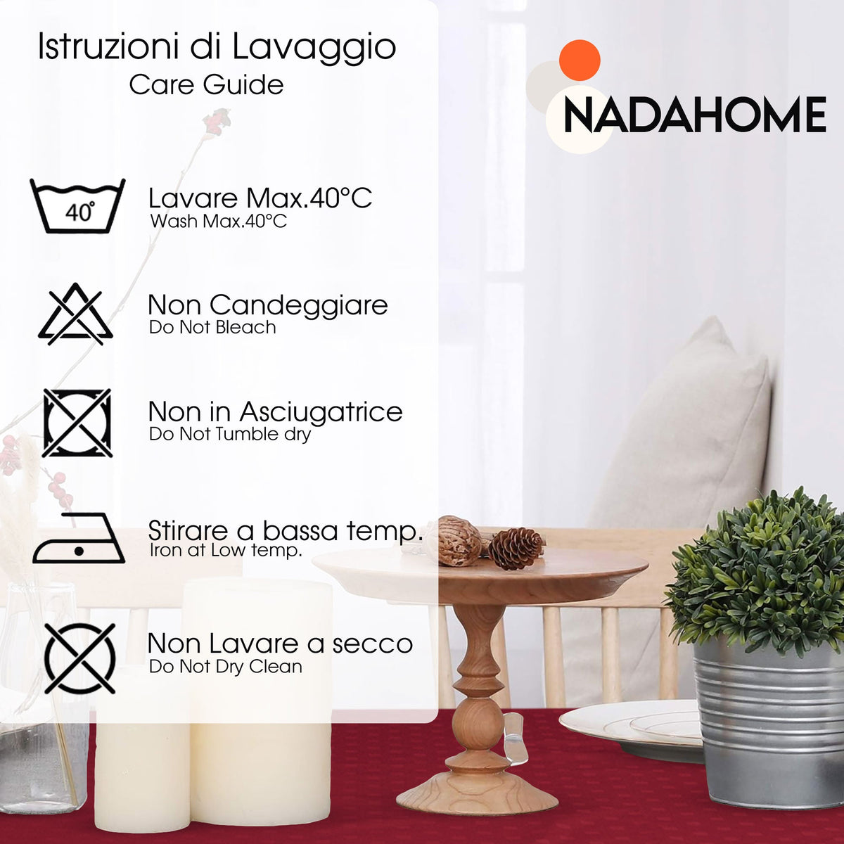 Tovaglia da Tavola 6 Posti tinta unita in Cotone Damina 0699