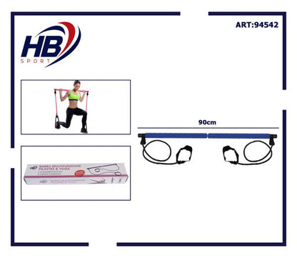 ATTREZZO ELASTICO LONG BARRA RESISTENZA CORDA ESERCIZI BRACCIA PILATES YOGA BLU