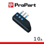 Spina 10A 2P+T uscita cavo 90° nera polybag