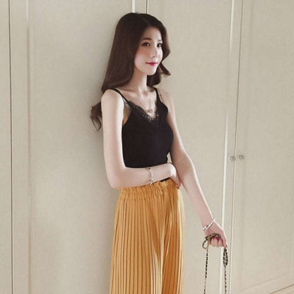 top donna in pizzo con scollo a V
