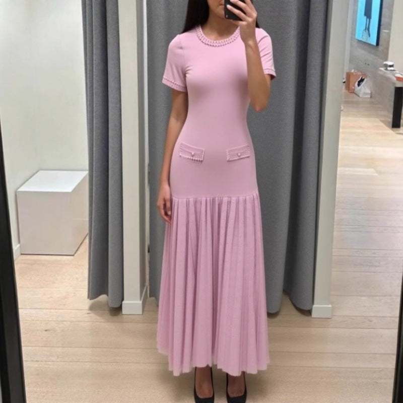 Abito lungo elegante per donna con perline