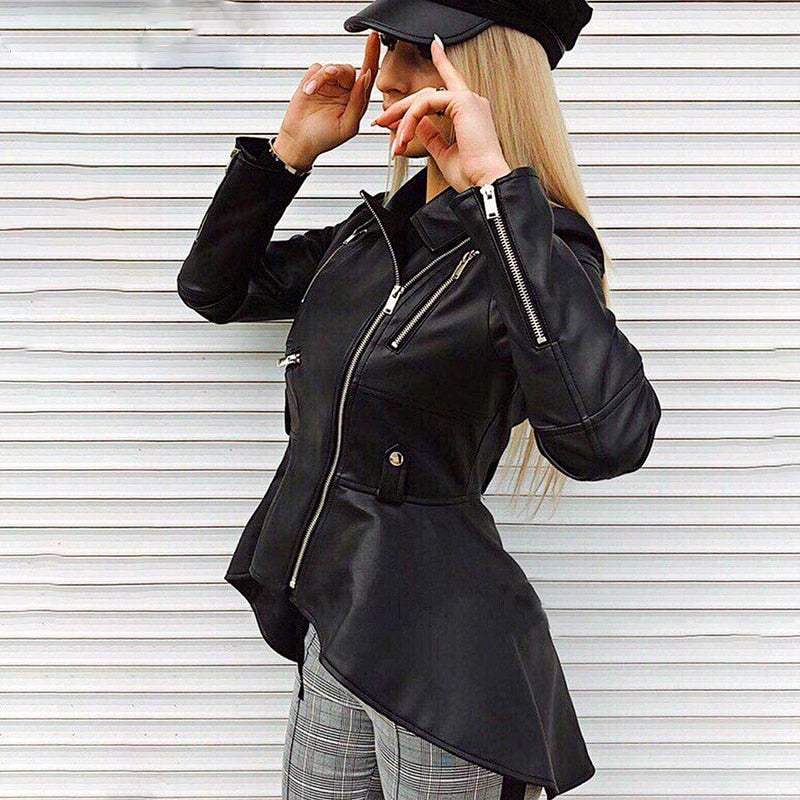 Giubbotto pelle PU autunnale donna giacca femminile