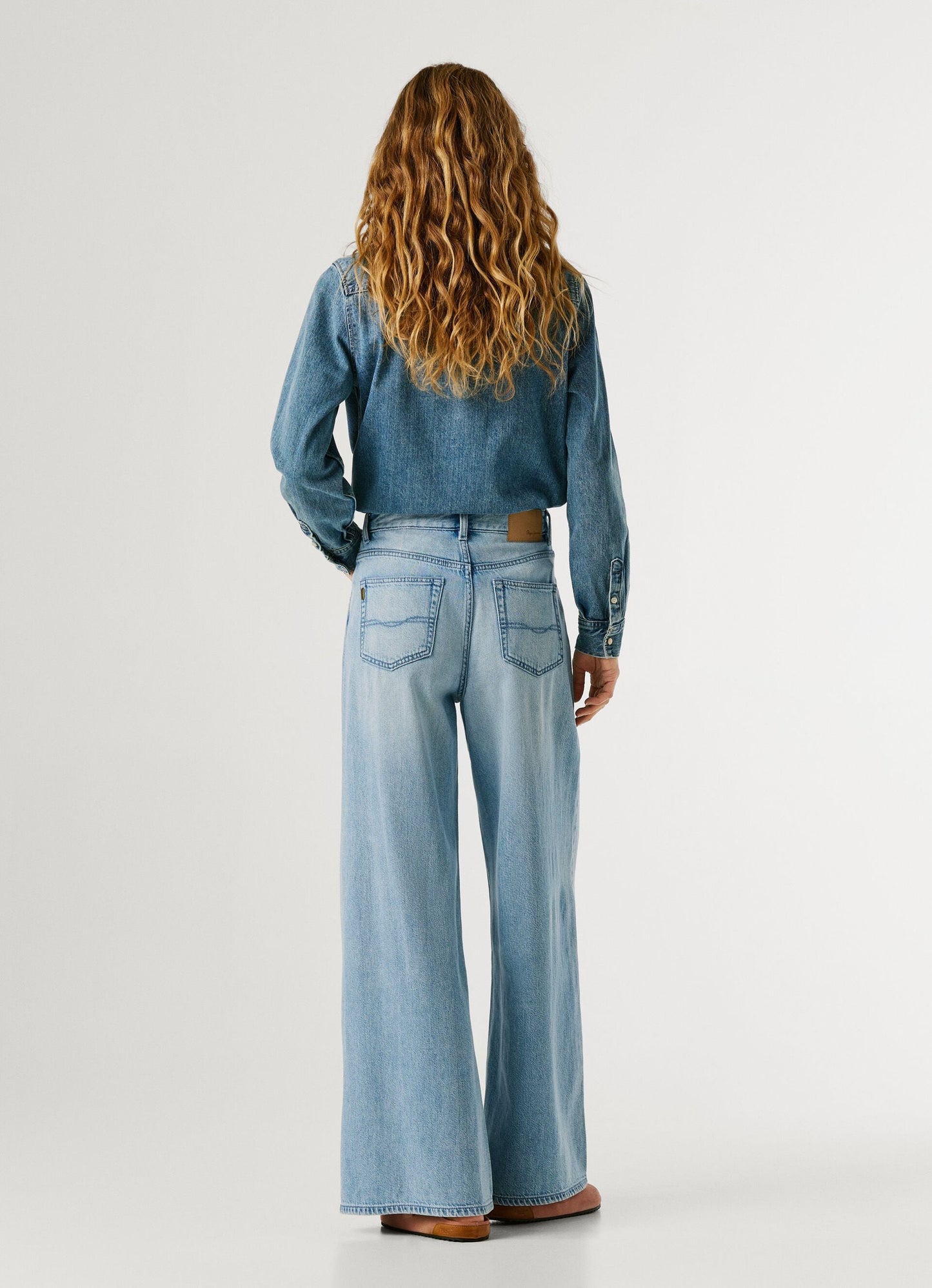 Pepe Jeans Jaimy PL20474042W02 Jeans Donna Wide Leg Vita Alta Blu Chiaro