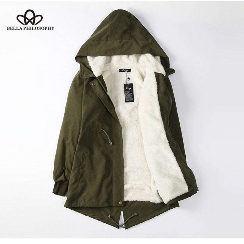 Cappotto invernale con cappuccio in cotone spesso caldo Giacca femminile Moda vintage lungo cappotto imbottito Street Outwear