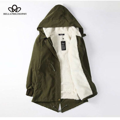 Cappotto invernale con cappuccio in cotone spesso caldo Giacca femminile Moda vintage lungo cappotto imbottito Street Outwear