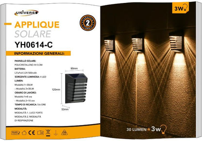 Solar LED-Strahler Wandleuchte Wiederaufladbar 3W Außenbereich IP65 Warmweiß 3000K