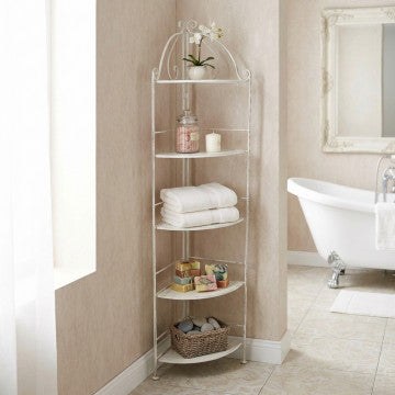 Scaffale in acciaio 5 piani verniciato bianco antico 50x35x175 cm