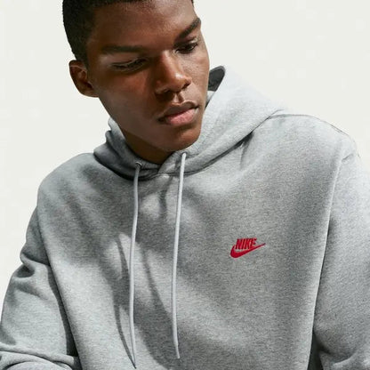 Nike Club Felpa pullover in French Terry con cappuccio da uomo FN3866-064 grigia