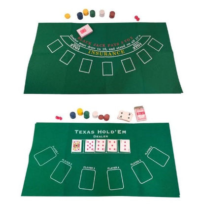 Tischdecke für Pokertisch Texas Blackjack Jetons Karten Grün 60X90