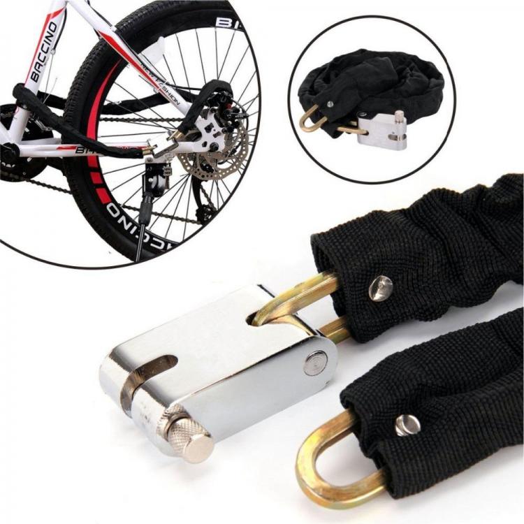 Kette + Vorhängeschloss Metall Diebstahlschutz für Roller Motorrad Fahrrad ummantelt 3 Schlüssel