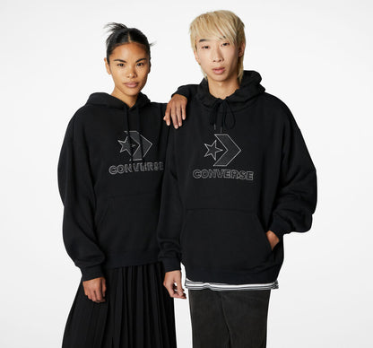 Converse felpa con cappuccio da adulti  Go-To Star Chevron Loose Fit 10024915-A01 001 nero