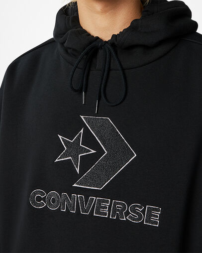 Converse felpa con cappuccio da adulti  Go-To Star Chevron Loose Fit 10024915-A01 001 nero