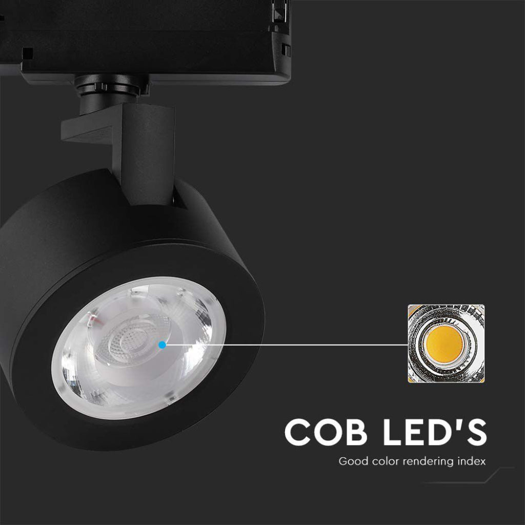V-Tac LED-Stromschienenstrahler 3-Phasen 30W CCT 3in1 Schwarz COB