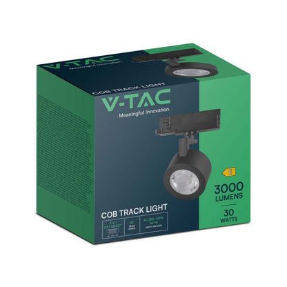 V-Tac LED-Stromschienenstrahler 3-Phasen 30W CCT 3in1 Schwarz COB