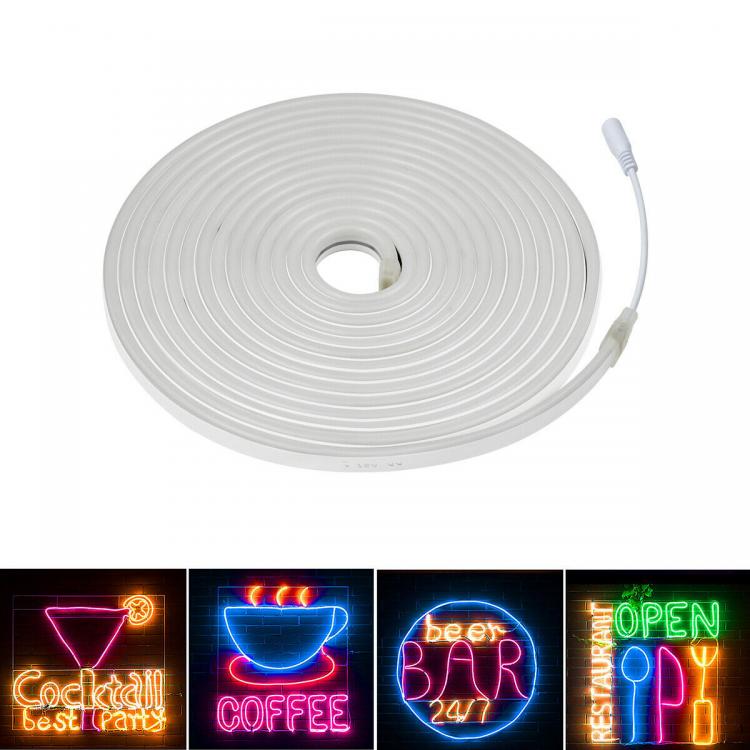 Kit 5M Striscia Strip Flex Led Bobina Neon Flessibile Tubo Esterno Blu