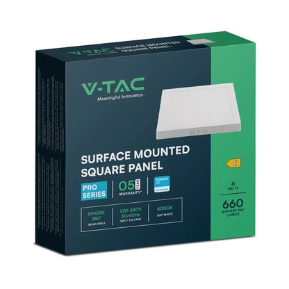Plafoniera LED 6W Quadrata 6500K Samsung IP20 Bianca V-TAC