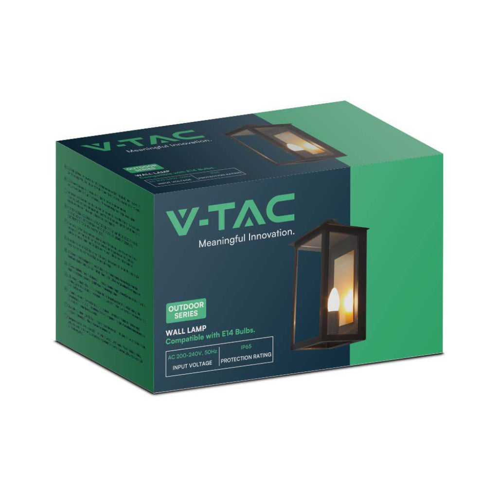 Lanterna LED da Muro IP65 con Attacco E14 Nero Esterno V-TAC