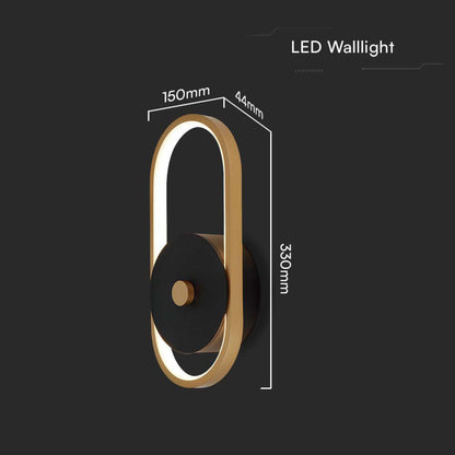 LED Wandleuchte 15W Schwarz/Messing IP54 3000K V-TAC für den Außenbereich