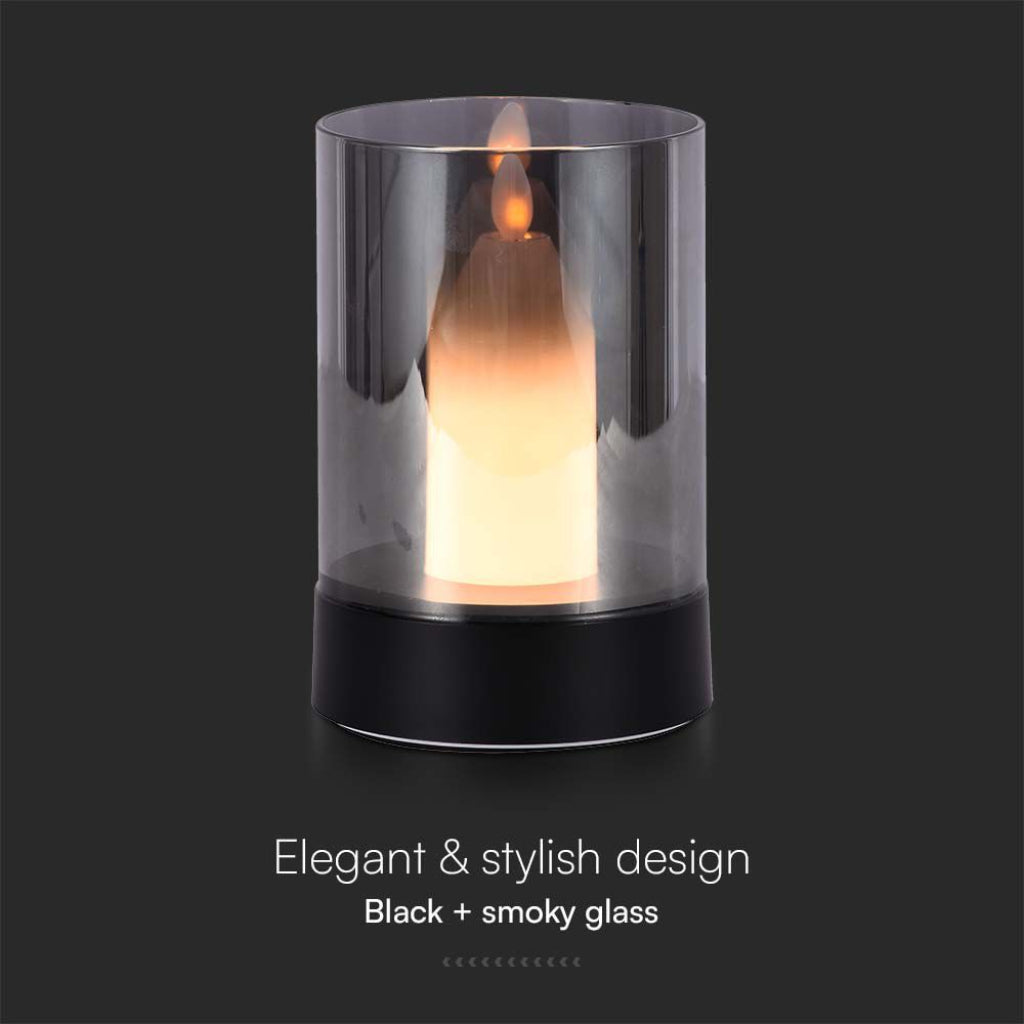 V-Tac LED-Tischleuchte 2W USB-C Rauchglas Kerze 3000K