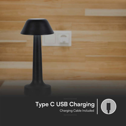 V-Tac Lampada LED da Tavolo 1W USB-C Touch Dimmerabile Nera