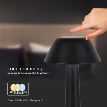 V-Tac Lampada LED da Tavolo 1W USB-C Touch Dimmerabile Nera