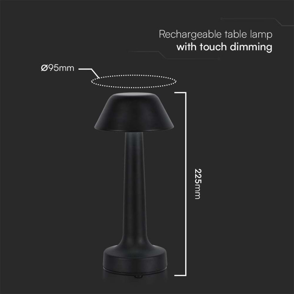V-Tac Lampada LED da Tavolo 1W USB-C Touch Dimmerabile Nera