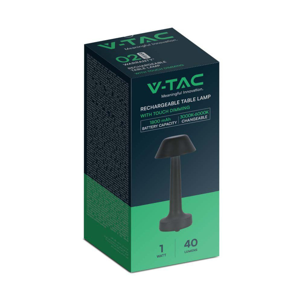 V-Tac Lampada LED da Tavolo 1W USB-C Touch Dimmerabile Nera
