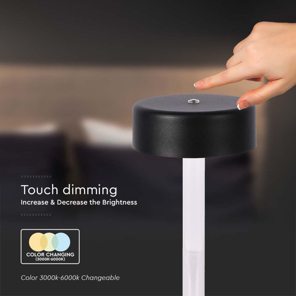 V-Tac Lampada LED da Tavolo 3W USB-C Touch Dimmerabile Nera/Bianca