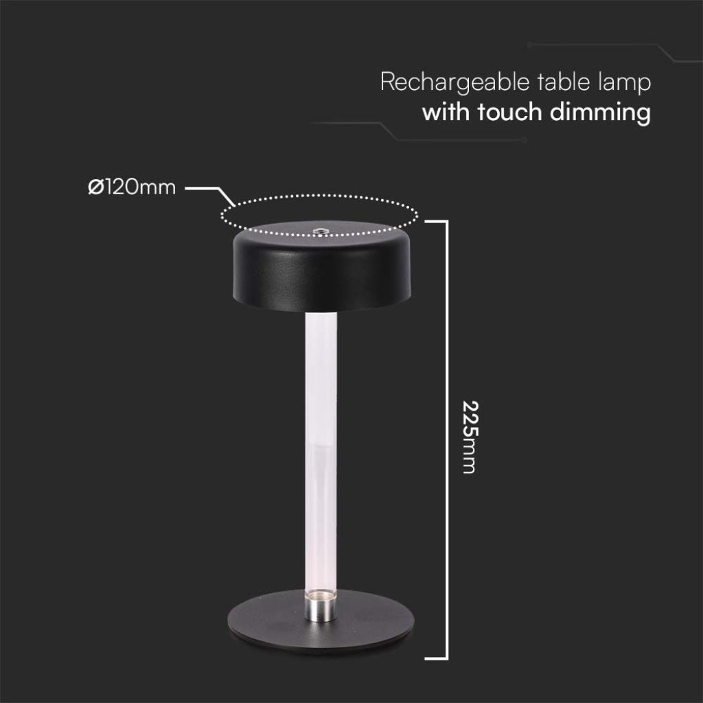 V-Tac Lampada LED da Tavolo 3W USB-C Touch Dimmerabile Nera/Bianca