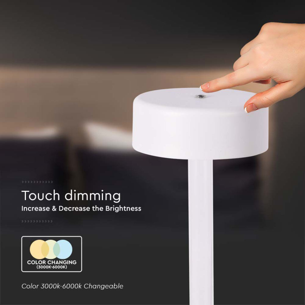 V-Tac Lampada LED da Tavolo 3W USB-C Touch Dimmerabile Bianca