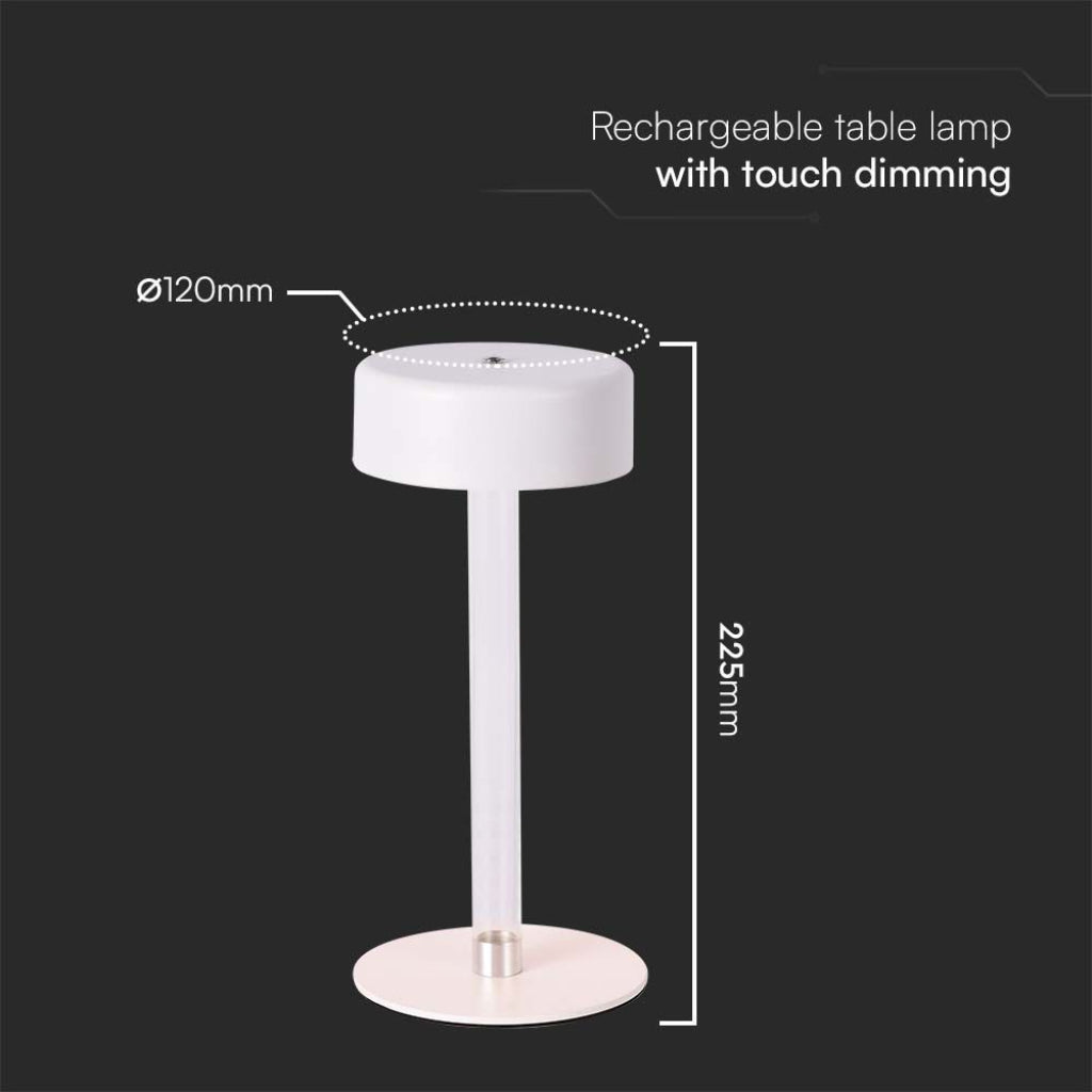 V-Tac Lampada LED da Tavolo 3W USB-C Touch Dimmerabile Bianca