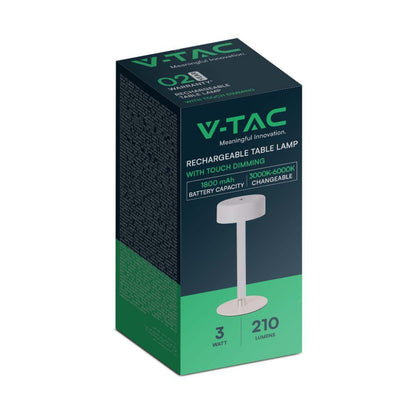 V-Tac Lampada LED da Tavolo 3W USB-C Touch Dimmerabile Bianca