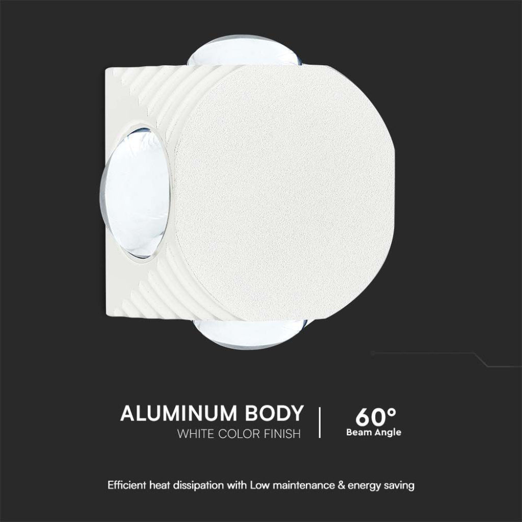 LED-Wandleuchte 4W mit 4 Lichtstrahlen 4000K IP54 Weiß