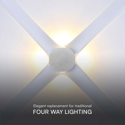 LED-Wandleuchte 4W mit 4 Lichtstrahlen 4000K IP54 Weiß