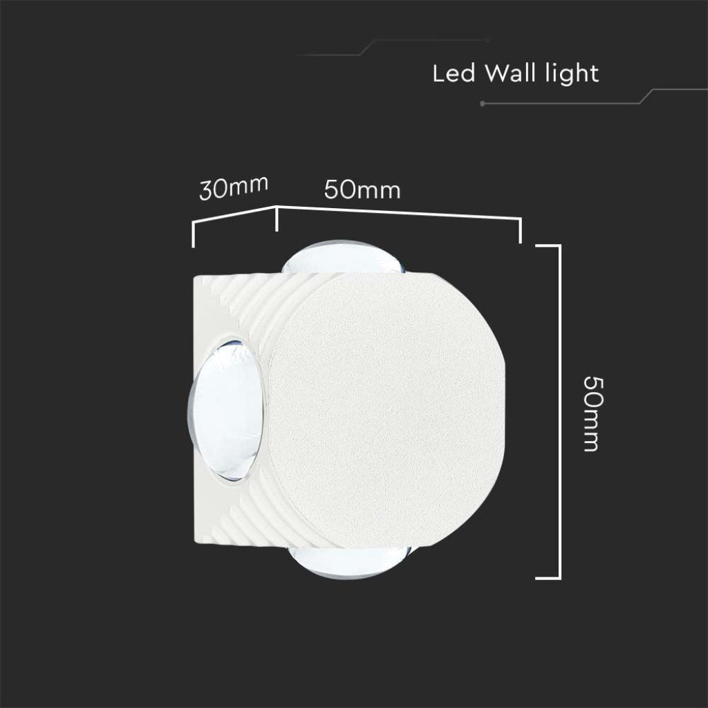 LED-Wandleuchte 4W mit 4 Lichtstrahlen 4000K IP54 Weiß
