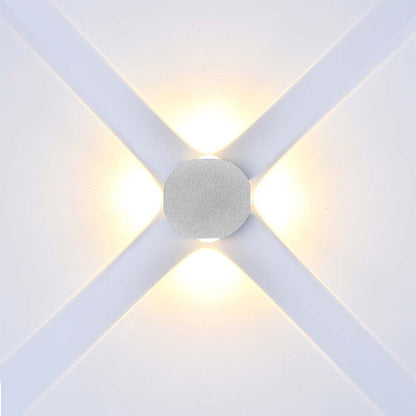 LED-Wandleuchte 4W mit 4 Lichtstrahlen 4000K IP54 Weiß