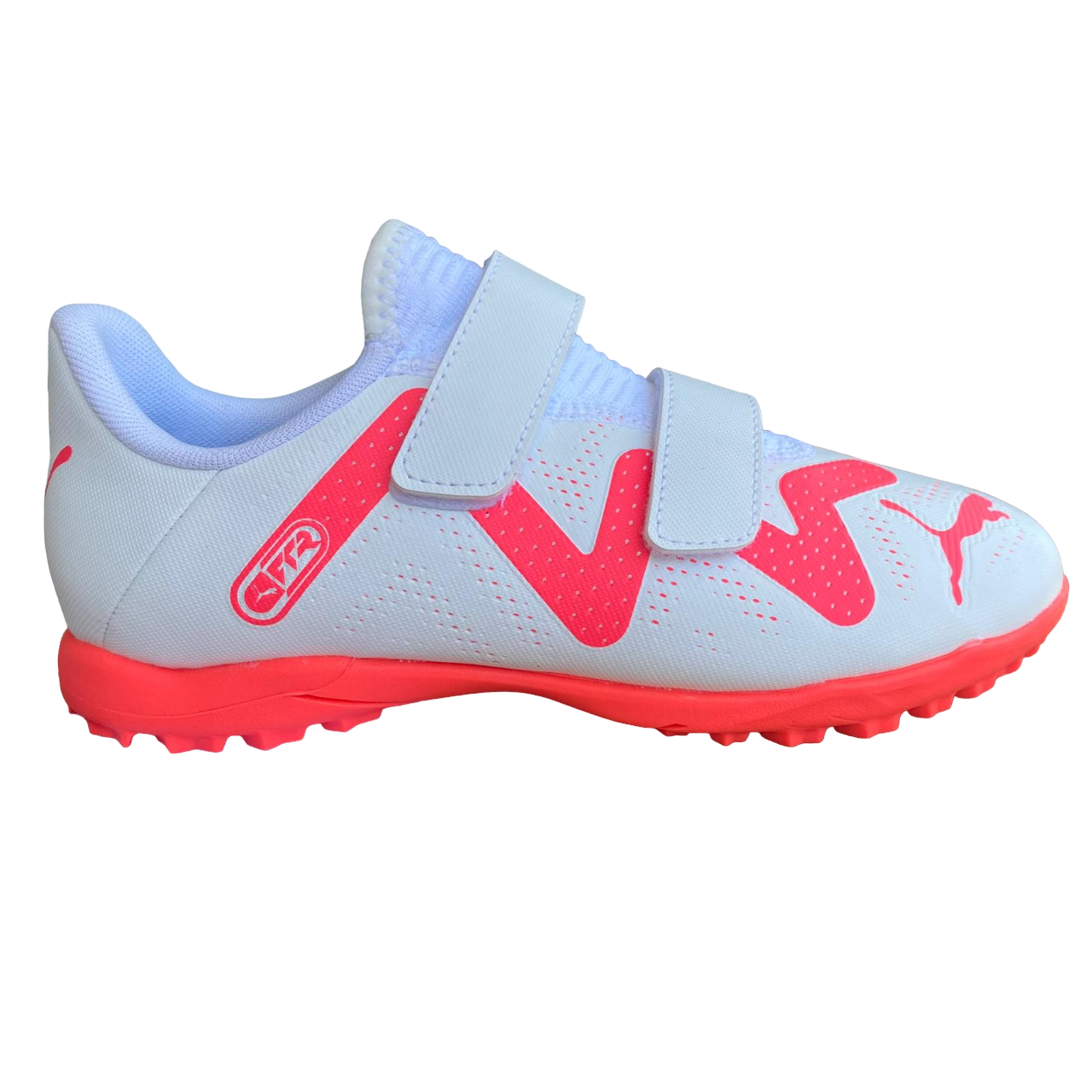 Puma scarpa da calcetto da ragazzo con strappo Future Play TT V 107394-01 bianco-orchidea
