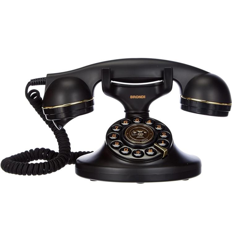 Brondi Vintage Festnetztelefon 10 Tisch Retro Einstellbarer Klingelton Schwarzes Kabel