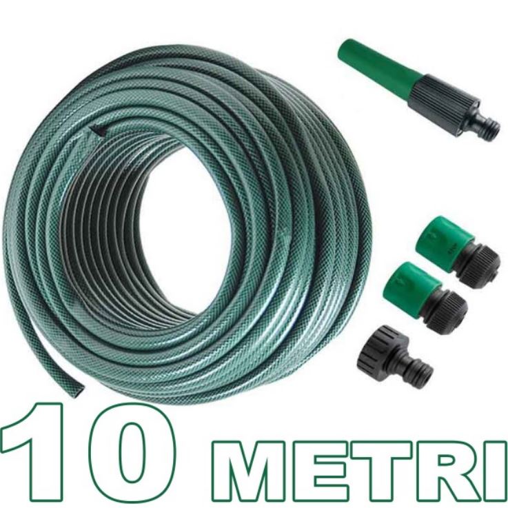 Wasserschlauch Ø 1/2" Gartenbewässerung 3-lagig + Zubehör | 10M