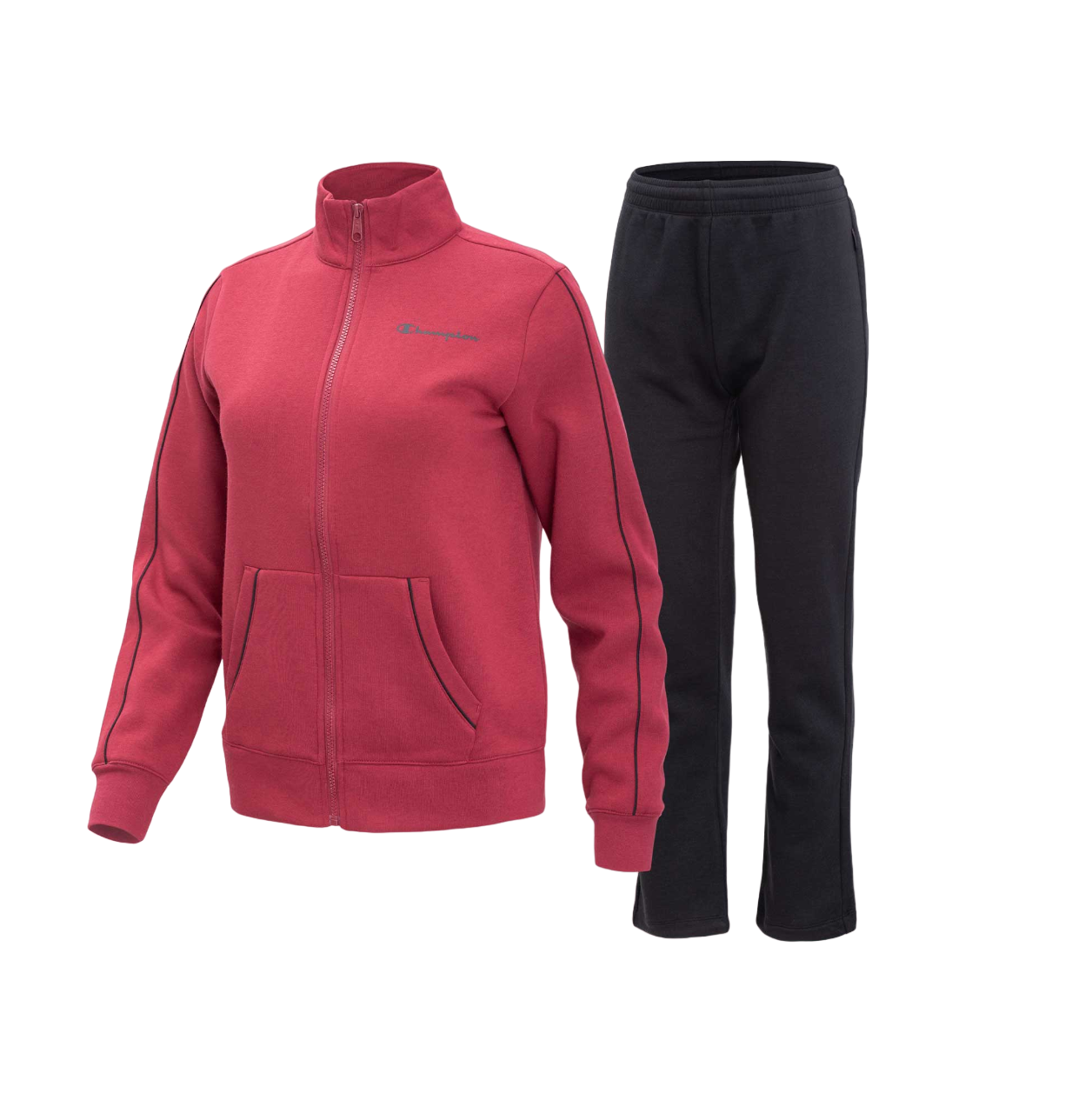 Champion tuta sportiva da donna con felpa con cerniera intera 116883 RS508 rosso scuro-nero