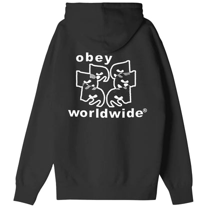 Obey Felpa con cappuccio da uomo Wordwide Eyes Heavyweight 117463364 nero